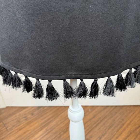 NWT Sugar + Lips Virgo Tassel Mini Dress Black Zip Back Adjustable Straps Medium - Picture 4 of 13